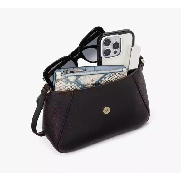 New Kate Spade Monica Mini Flap Crossbody bag Pebble Leather Black - Picture 5 of 5